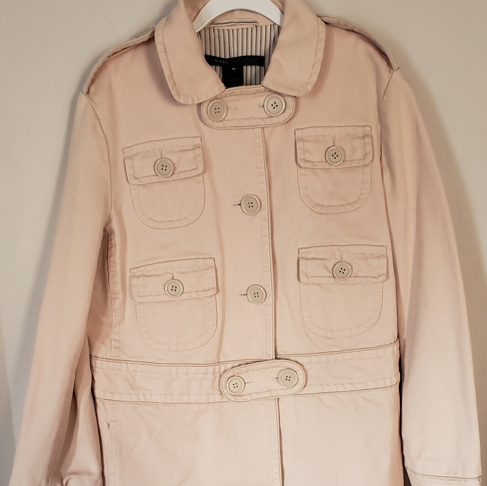 Marc Jacobs Cotton/Canvas Trench Coat Size M Unique Pocket and Button Details